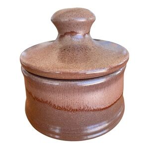 Vintage Ceramic Glazed Stoneware Pottery Lidded Canister Jar (Italy)